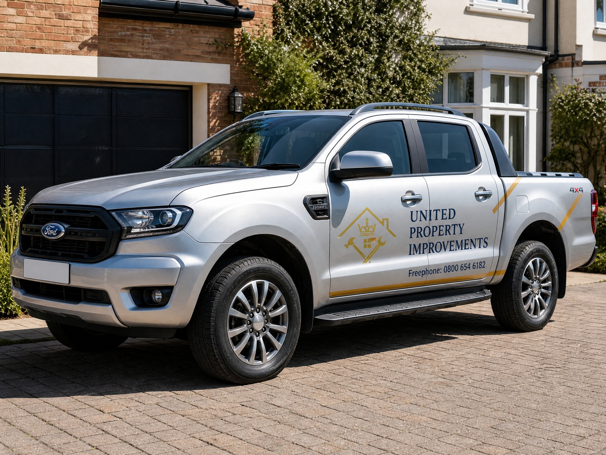 United Property Improvements branded pickup truck